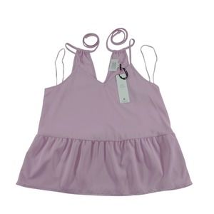 Olive & Oak Cami Top‎ Ruffle Hem Sleeveless V-Neck Blouse Ultra Pink Size S